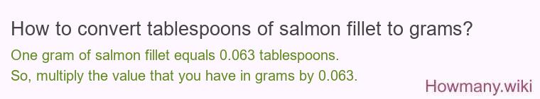 How to convert tablespoons of salmon fillet to grams?