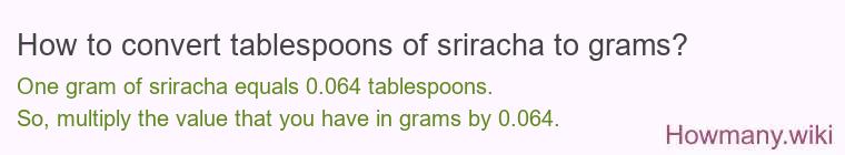 How to convert tablespoons of sriracha to grams?