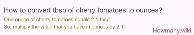 How to convert tbsp of cherry tomatoes to ounces?