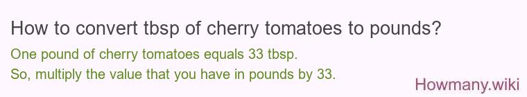 How to convert tbsp of cherry tomatoes to pounds?