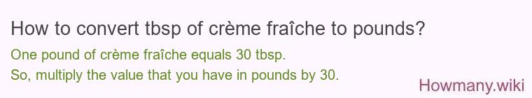 How to convert tbsp of crème fraîche to pounds?