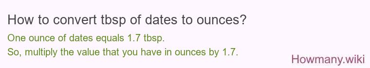 How to convert tbsp of dates to ounces?