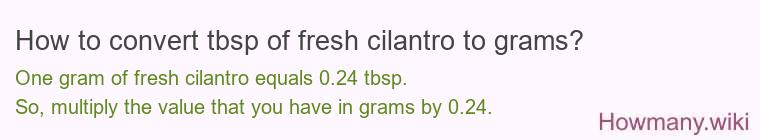 How to convert tbsp of fresh cilantro to grams?