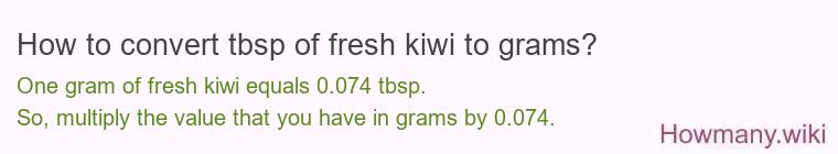 How to convert tbsp of fresh kiwi to grams?