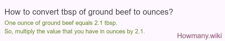 How to convert tbsp of ground beef to ounces?