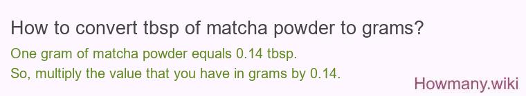 How to convert tbsp of matcha powder to grams?