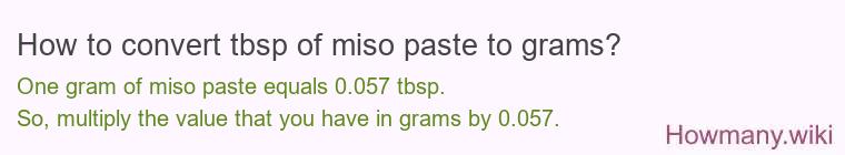 How to convert tbsp of miso paste to grams?