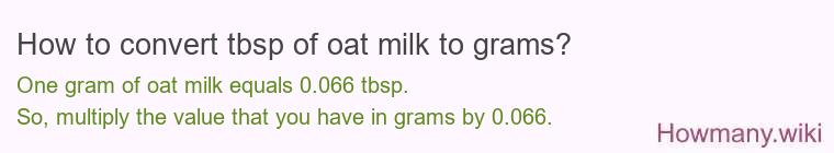 How to convert tbsp of oat milk to grams?