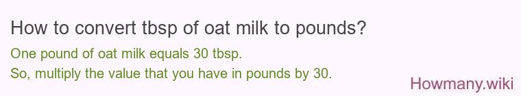How to convert tbsp of oat milk to pounds?
