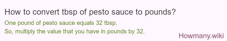 How to convert tbsp of pesto sauce to pounds?