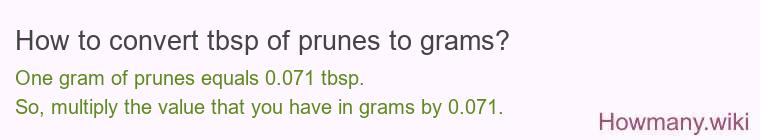 How to convert tbsp of prunes to grams?