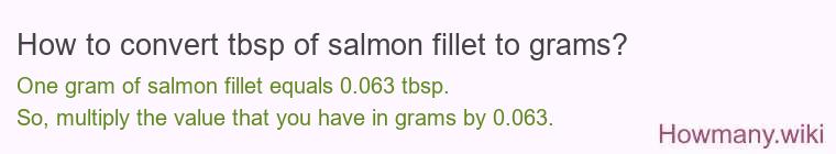 How to convert tbsp of salmon fillet to grams?