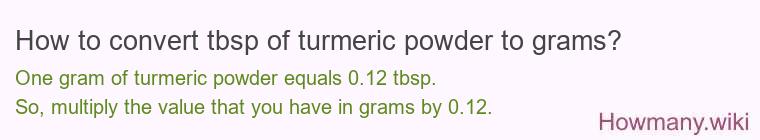 How to convert tbsp of turmeric powder to grams?