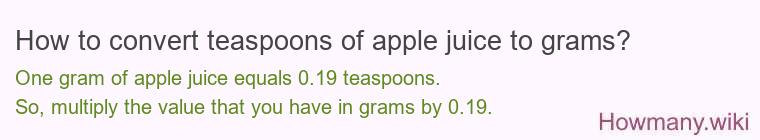 How to convert teaspoons of apple juice to grams?