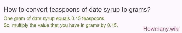 How to convert teaspoons of date syrup to grams?