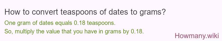 How to convert teaspoons of dates to grams?