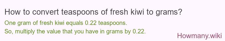 How to convert teaspoons of fresh kiwi to grams?