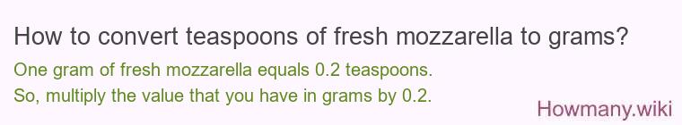 How to convert teaspoons of fresh mozzarella to grams?