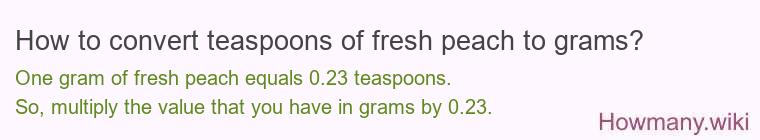 How to convert teaspoons of fresh peach to grams?