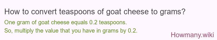 How to convert teaspoons of goat cheese to grams?