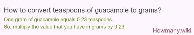 How to convert teaspoons of guacamole to grams?