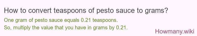 How to convert teaspoons of pesto sauce to grams?