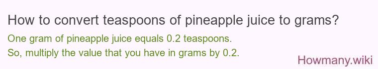 How to convert teaspoons of pineapple juice to grams?