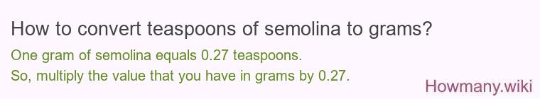 How to convert teaspoons of semolina to grams?