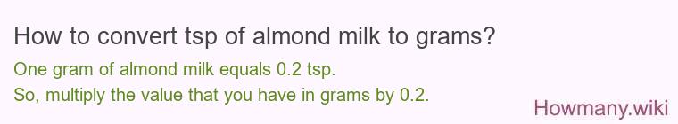 How to convert tsp of almond milk to grams?