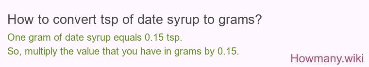 How to convert tsp of date syrup to grams?