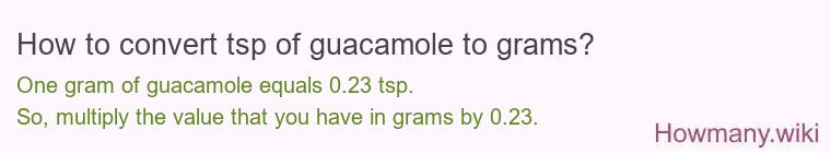 How to convert tsp of guacamole to grams? How to convert tsp of guacamole to grams?