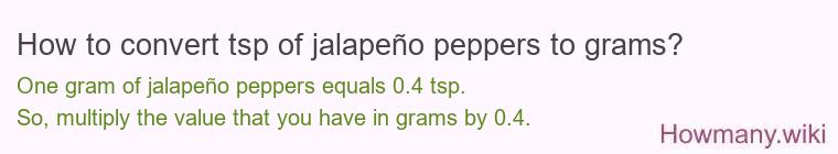 How to convert tsp of jalapeño peppers to grams?