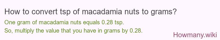 How to convert tsp of macadamia nuts to grams?