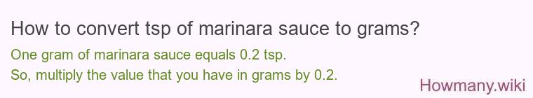 How to convert tsp of marinara sauce to grams?