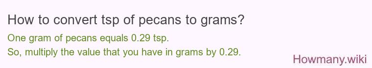 How to convert tsp of pecans to grams?