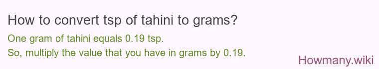 How to convert tsp of tahini to grams?